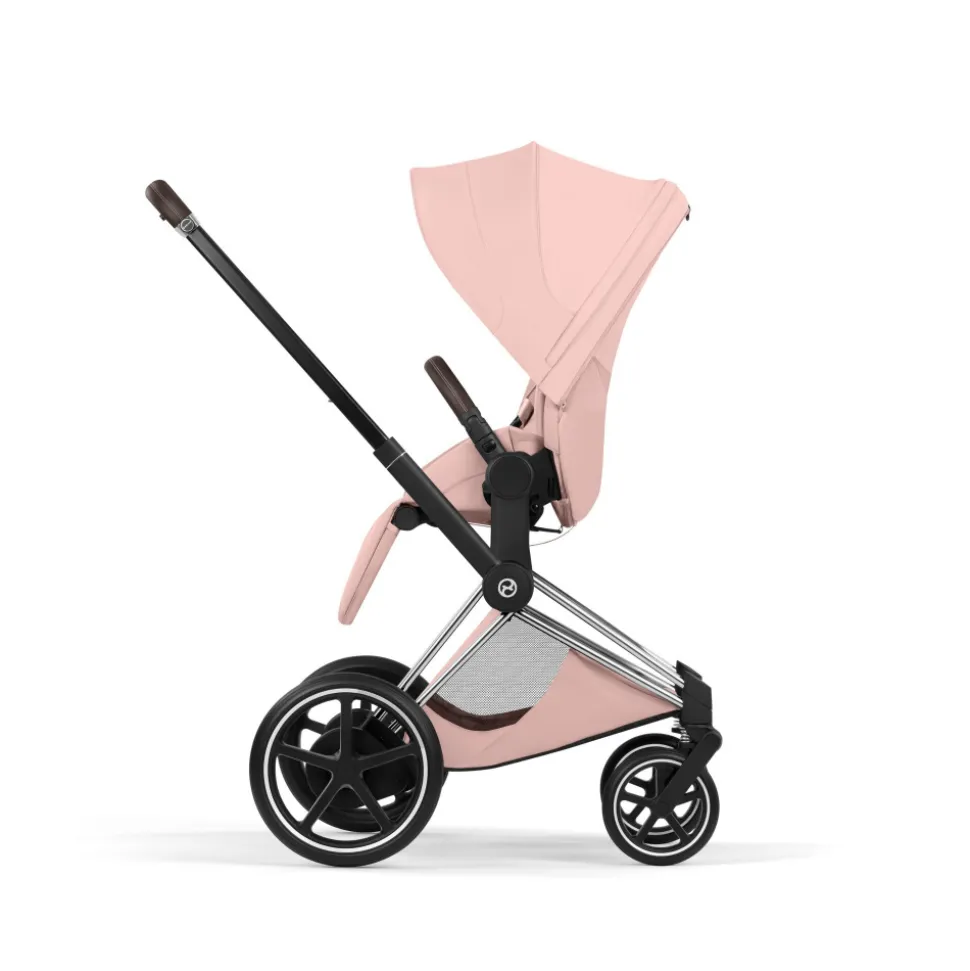 Poussette électrique e-priam 3 peach pink châssis chrome