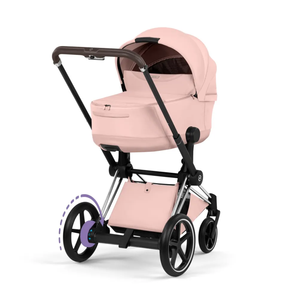 Poussette électrique e-priam 3 peach pink châssis chrome