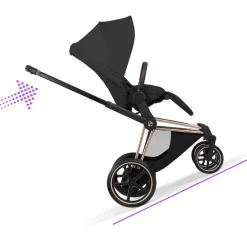 Poussette électrique e-priam 3 sepia black châssis rosegold