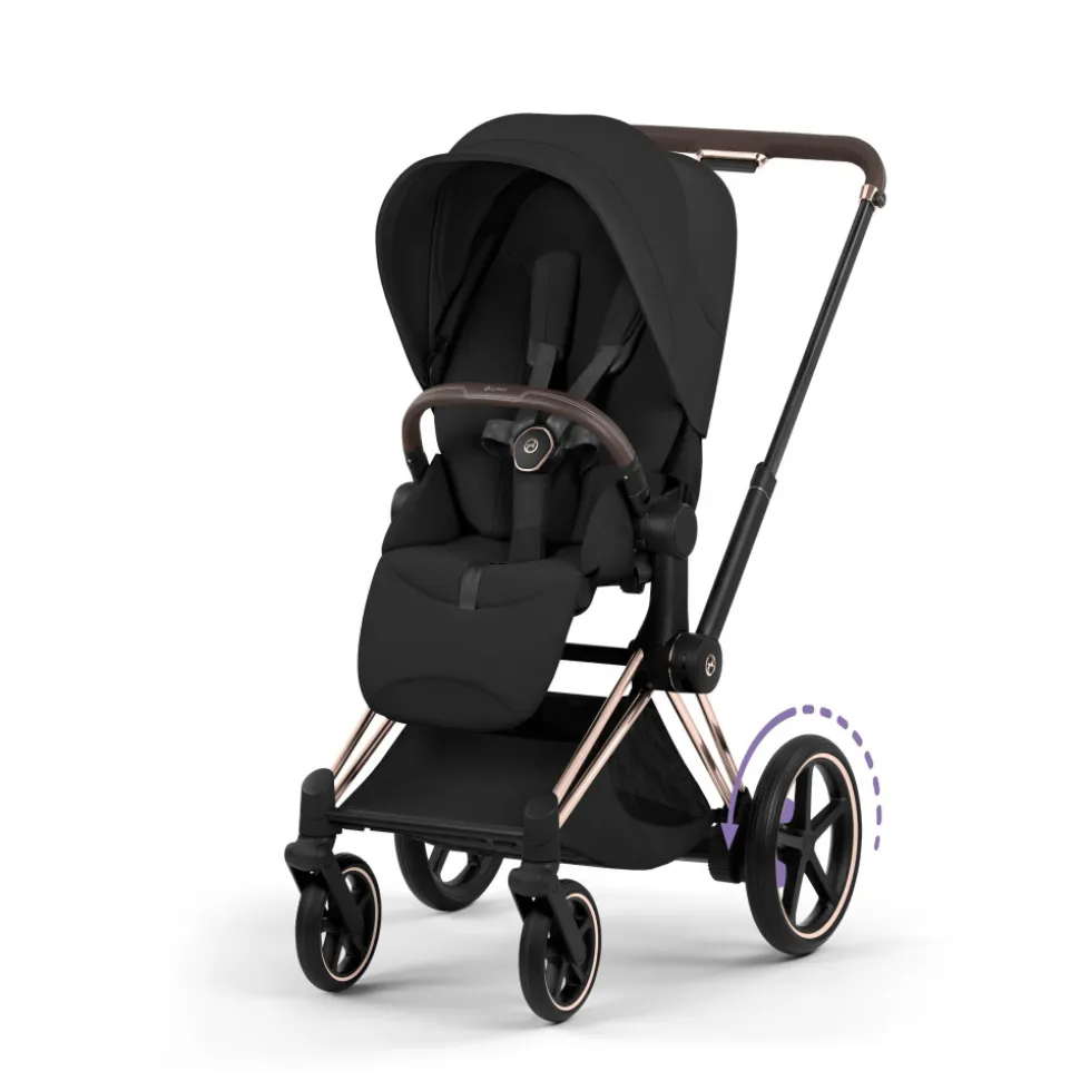 Poussette électrique e-priam 3 sepia black châssis rosegold