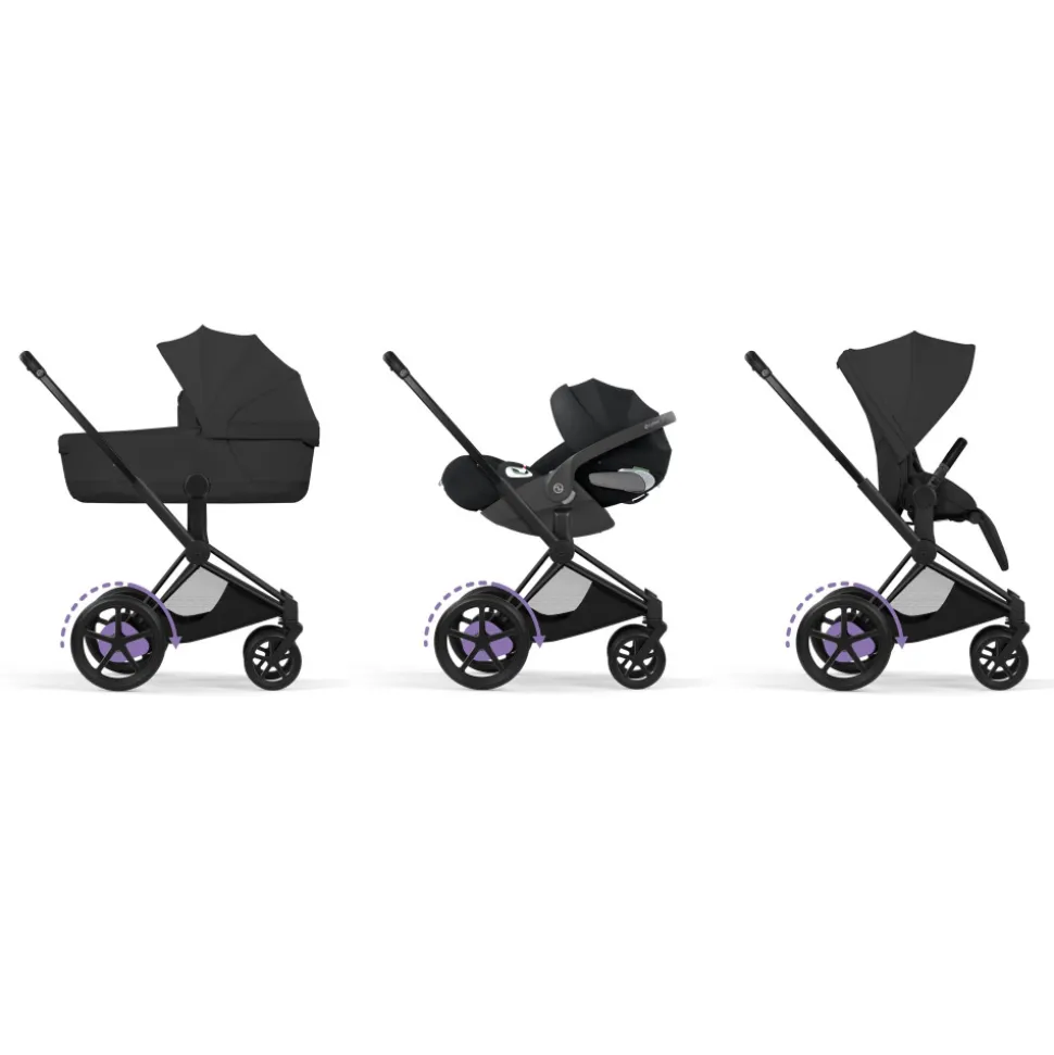 Poussette électrique e-priam 3 sepia black châssis matt black