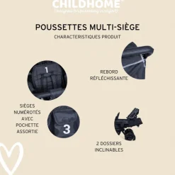 Poussette 4 places noire