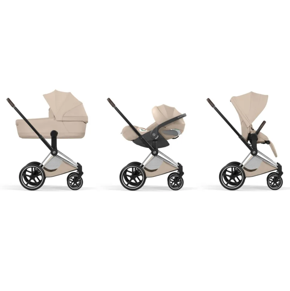 Poussette priam 5 cozy beige châssis chrome