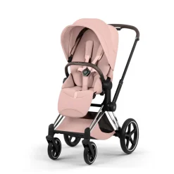 Poussette priam 5 peach pink châssis chrome