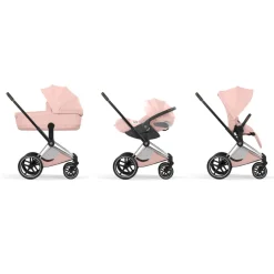 Poussette priam 5 peach pink châssis chrome