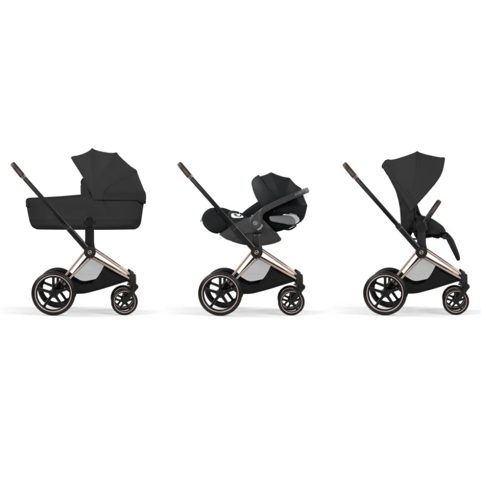 Poussette priam 5 sepia black châssis rosegold