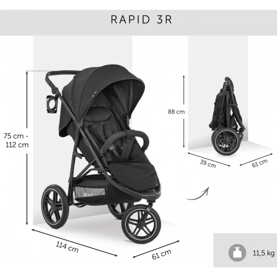 Poussette rapid 3r black