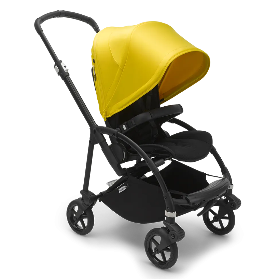 Poussette 4 roues bee 6 complète noir noir jaune citron