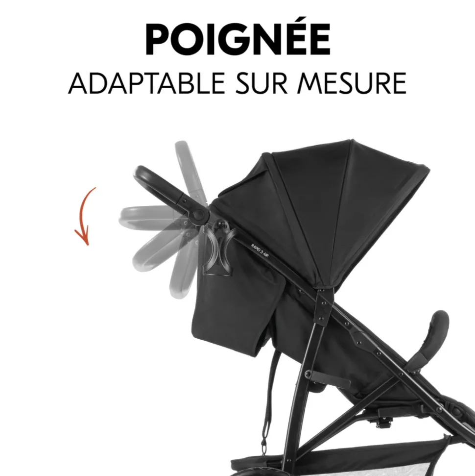 Poussette 3 roues rapid 3 air black