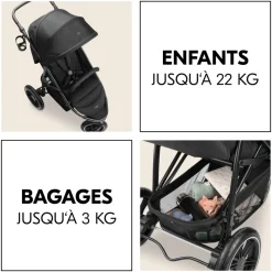 Poussette 3 roues rapid 3 air black