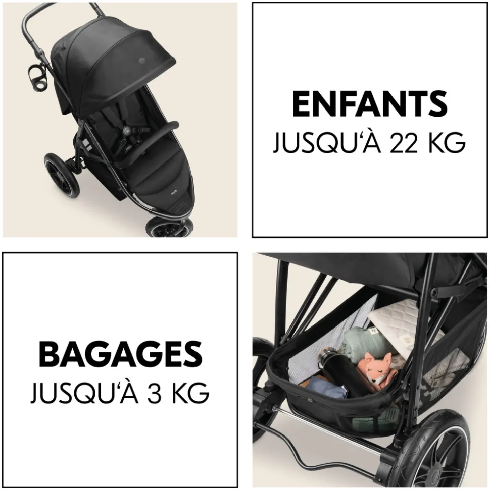 Poussette 3 roues rapid 3 air black
