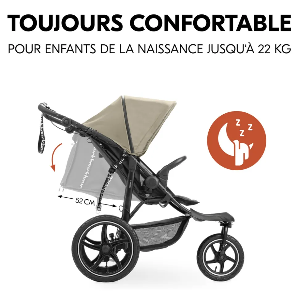 Poussette 3 roues runner 3 olive