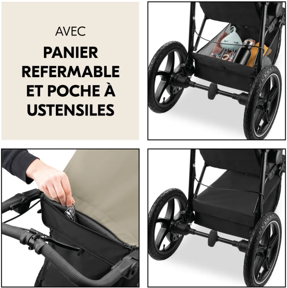 Poussette 3 roues runner 3 olive