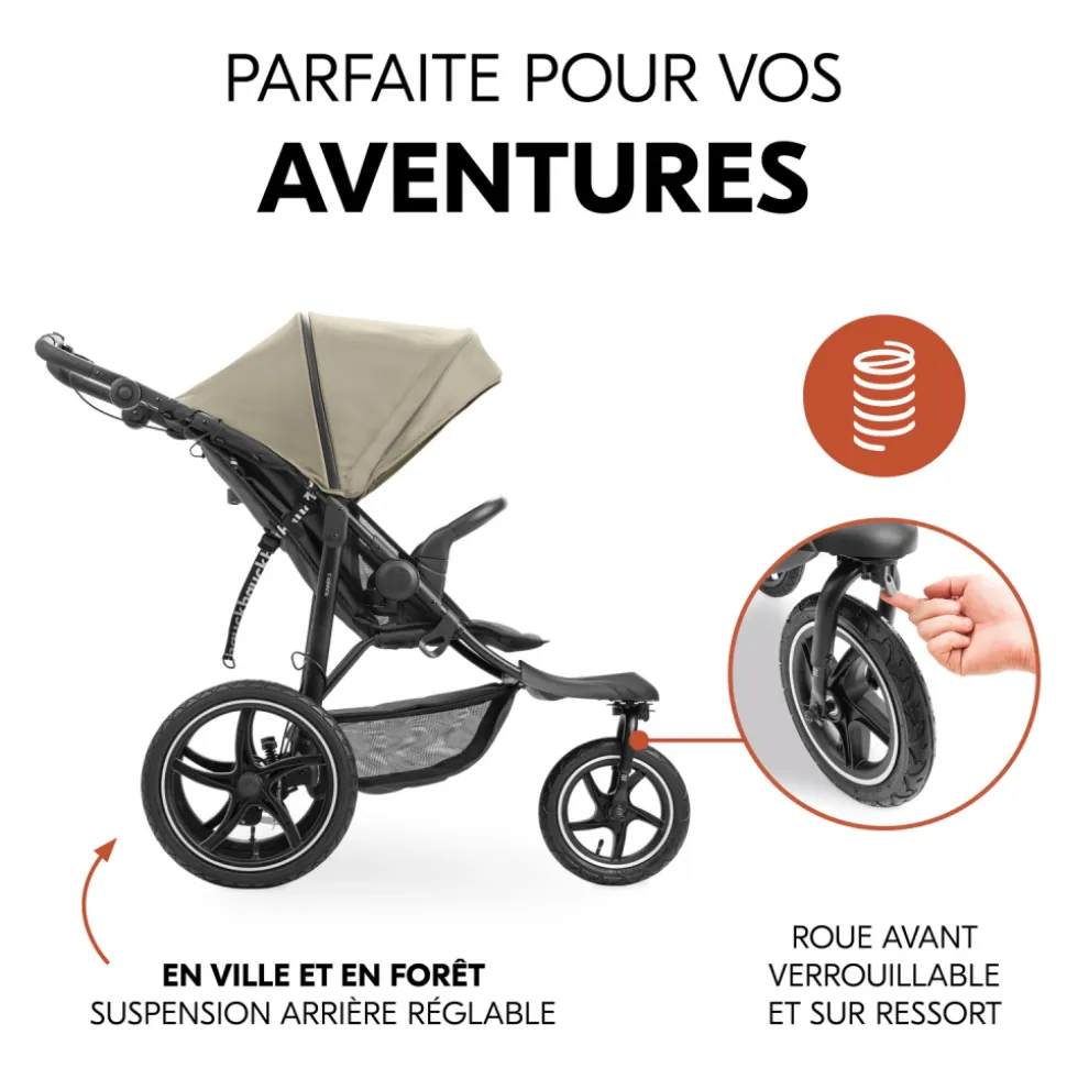 Poussette 3 roues runner 3 olive
