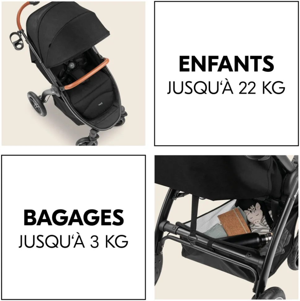 Poussette 4 roues uptown black melange black