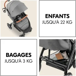 Poussette 4 roues uptown black melange grey
