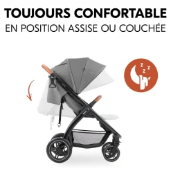 Poussette 4 roues uptown black melange grey