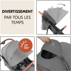 Poussette 4 roues uptown black melange grey