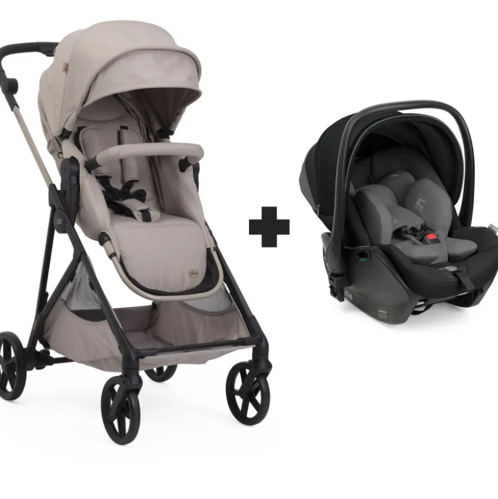 Poussette seety 2 sandshell + siège auto first seat recline i-size black satin