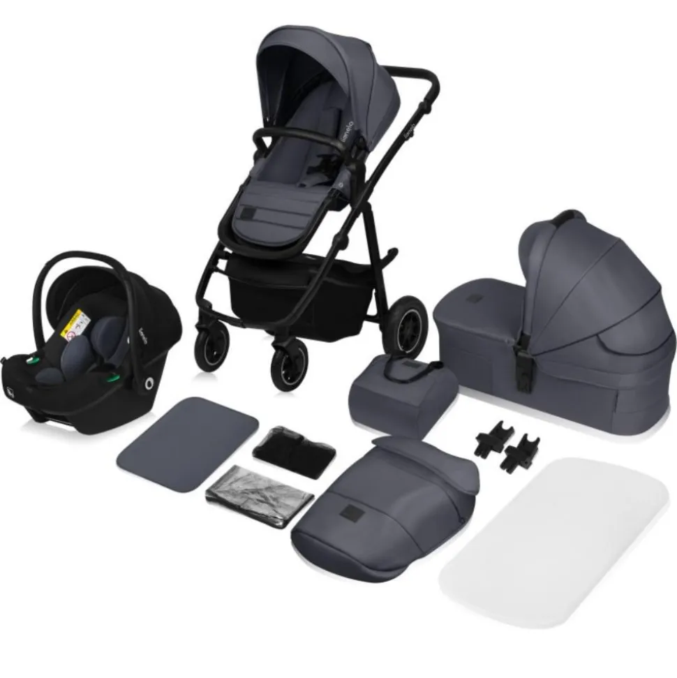 Poussette trio amber + nacelle + coque grey graphite