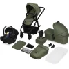 Poussette trio amber + nacelle + coque green forest
