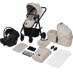 Poussette trio amber + nacelle + coque beige sand