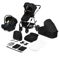 Poussette trio amber + nacelle + coque black silver