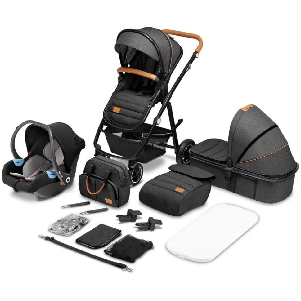 Poussette trio amber + nacelle + coque grey graphite