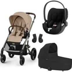 Poussette trio balios s lux 3 almond beige + siège auto cloud t i-size + nacelle