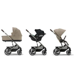 Poussette trio balios s lux 3 almond beige + siège auto cloud t i-size + nacelle