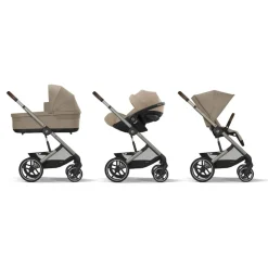 Poussette trio balios s lux 3 almond beige + siège auto cloud g i-size + nacelle + base g3