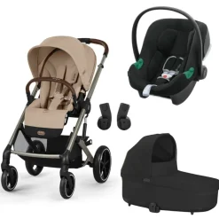 Poussette trio balios s lux 3 almond beige + siège auto aton b2 i-size + nacelle