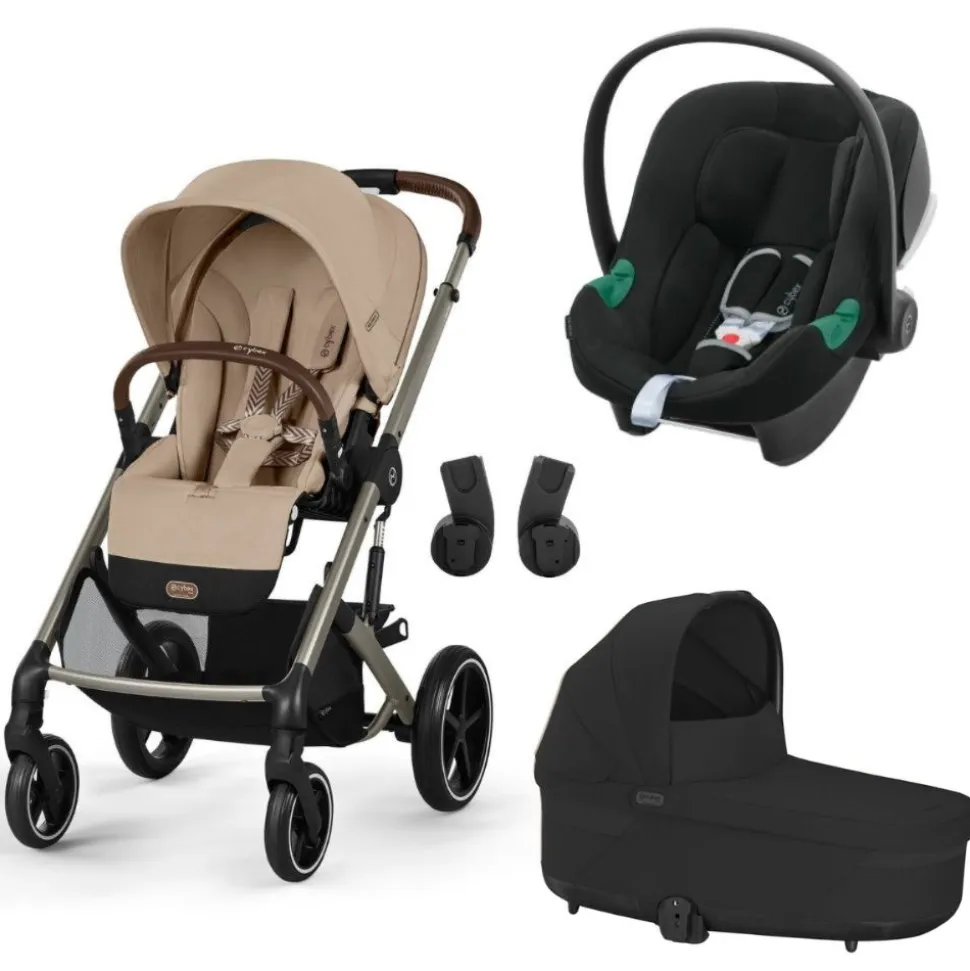 Poussette trio balios s lux 3 almond beige + siège auto aton b2 i-size + nacelle