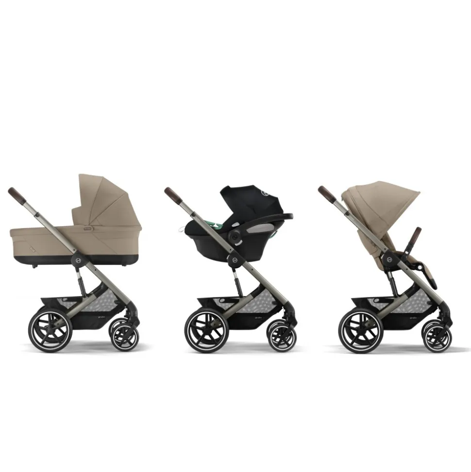 Poussette trio balios s lux 3 almond beige + siège auto aton b2 i-size + nacelle