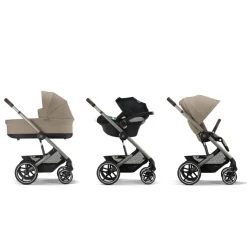 Poussette trio balios s lux 3 almond beige + siège auto cloud g i-size + nacelle