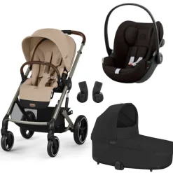 Poussette trio balios s lux 3 almond beige + siège auto cloud g i-size + nacelle