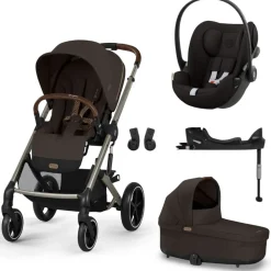 Poussette trio balios s lux 3 chocolate brown + siège auto cloud g i-size + nacelle + base g3