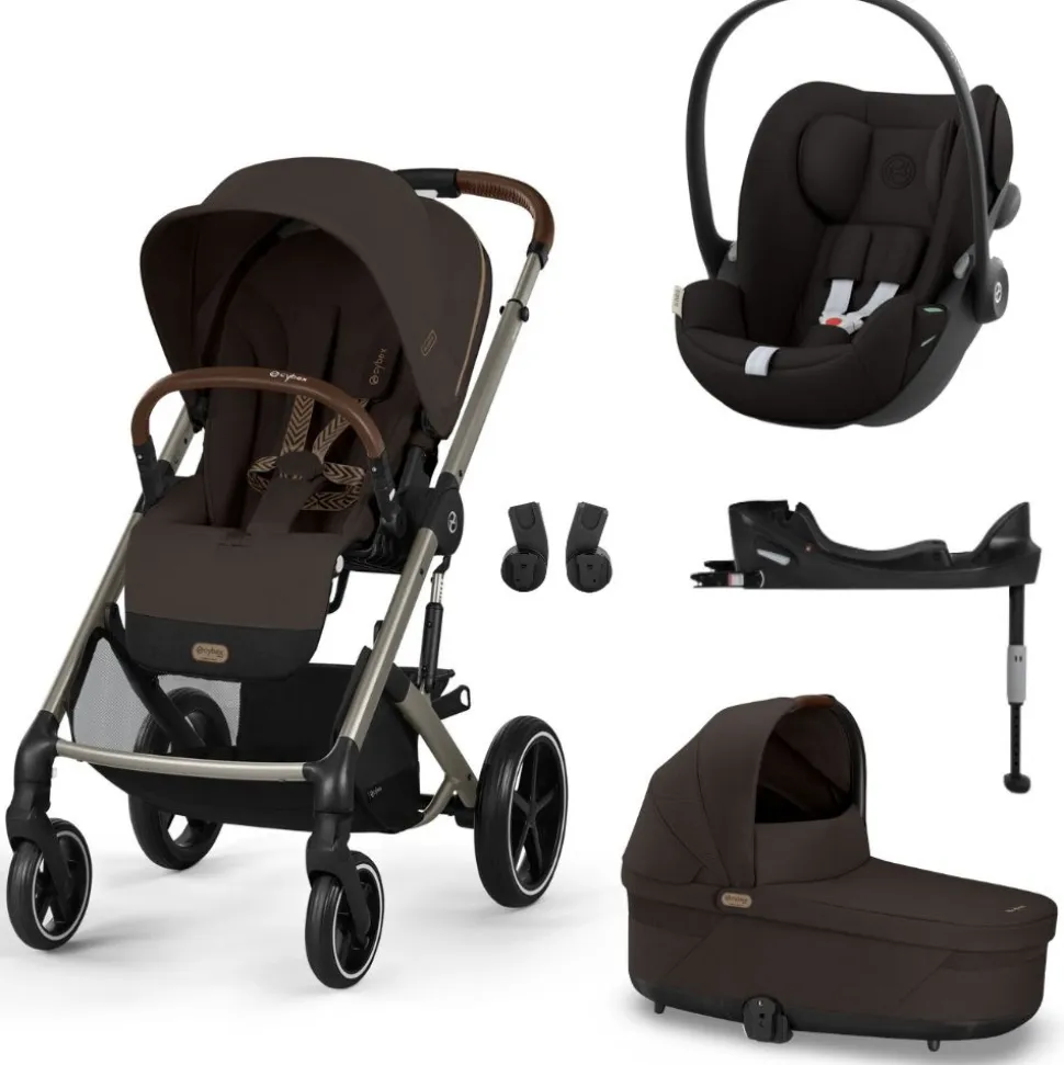 Poussette trio balios s lux 3 chocolate brown + siège auto cloud g i-size + nacelle + base g3