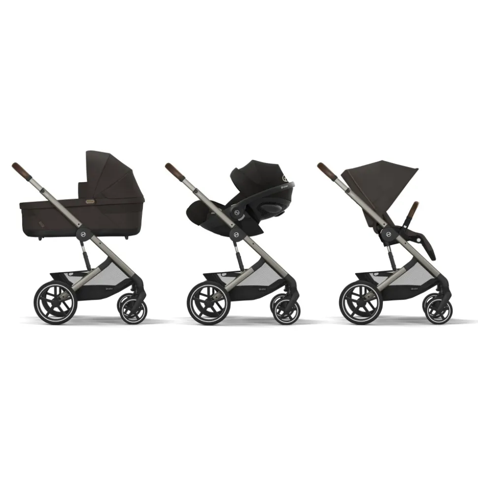 Poussette trio balios s lux 3 chocolate brown + siège auto cloud g i-size + nacelle + base g3