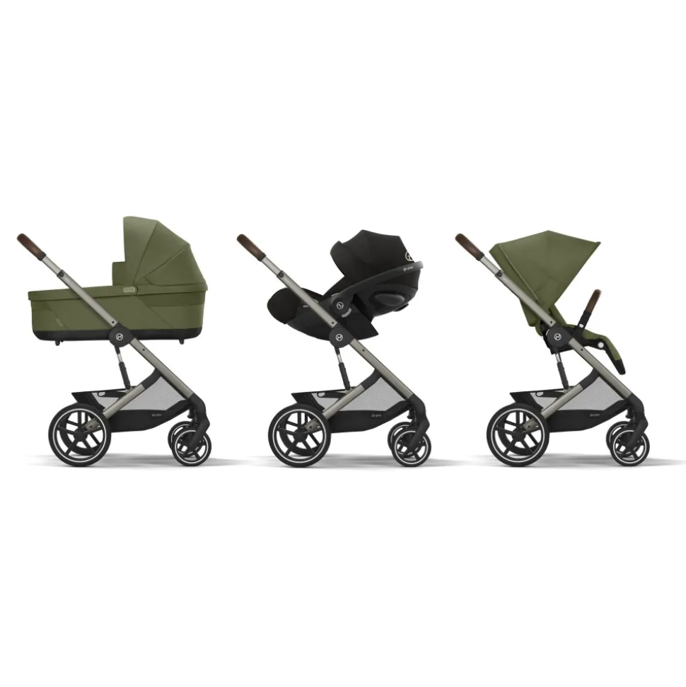 Poussette trio balios s lux 3 moss green + siège auto cloud g i-size + nacelle + base g3