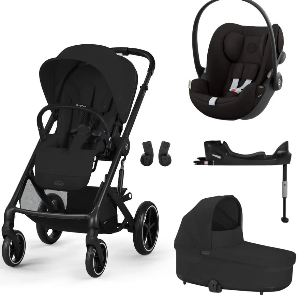 Poussette trio balios s lux 3 moon black + siège auto cloud g i-size + nacelle + base g3