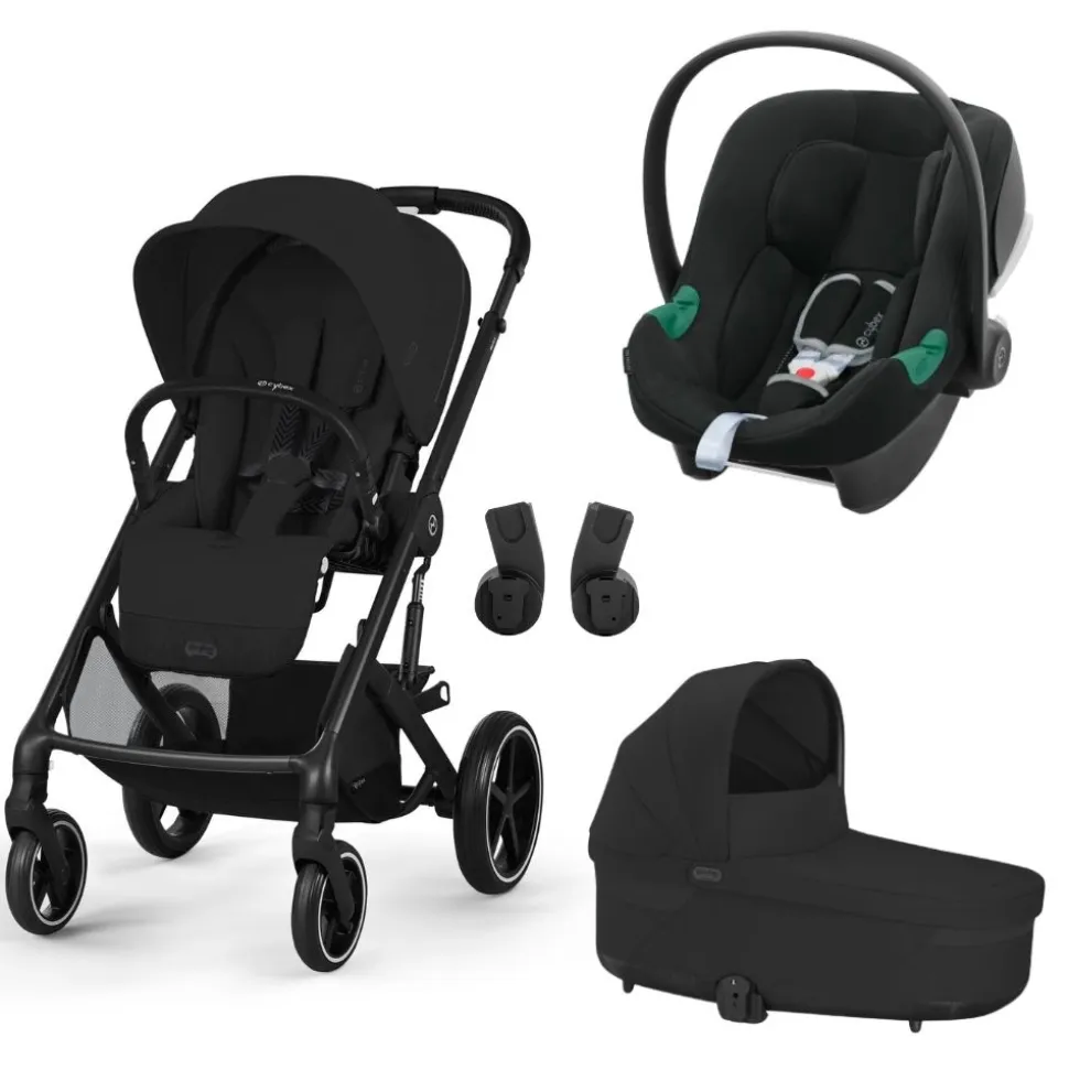 Poussette trio balios s lux 3 moon black + siège auto aton b2 i-size + nacelle