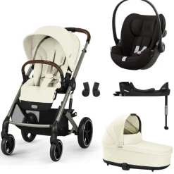 Poussette trio balios s lux 3 seashell beige + siège auto cloud g i-size + nacelle + base g3