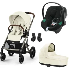 Poussette trio balios s lux 3 seashell beige + siège auto aton b2 i-size + nacelle