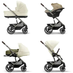 Poussette trio balios s lux 3 seashell beige + siège auto aton b2 i-size + nacelle