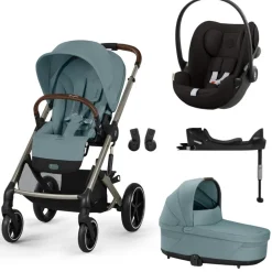 Poussette trio balios s lux 3 stormy blue + siège auto cloud g i-size + nacelle + base g3
