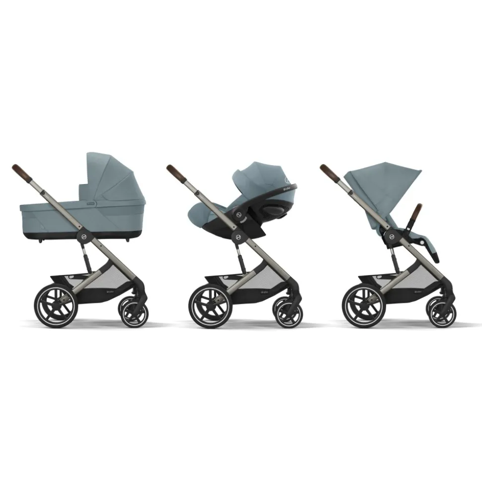 Poussette trio balios s lux 3 stormy blue + siège auto cloud g i-size + nacelle + base g3