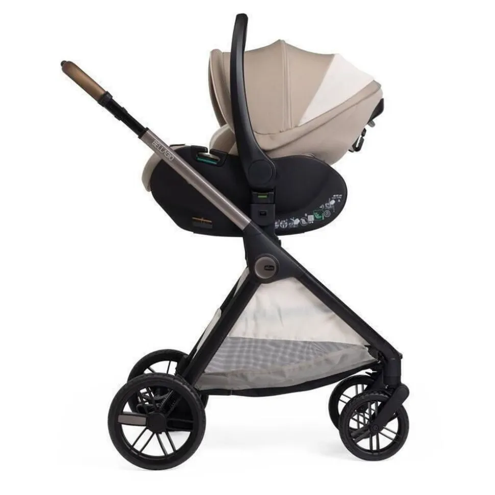 Poussette trio bellagio 2 + first seat recline + nacelle flexi + fullseat 360 avec base amber glow