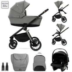 Poussette trio bianca - nacelle + coque aria lux gris