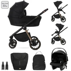 Poussette trio bianca - nacelle + coque aria lux noir